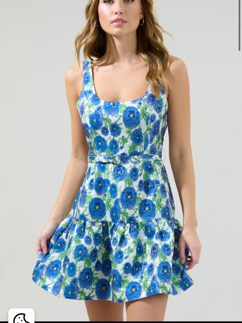 Sugarlips Cielo Floral Jacquard Sleeveless Mini Dress